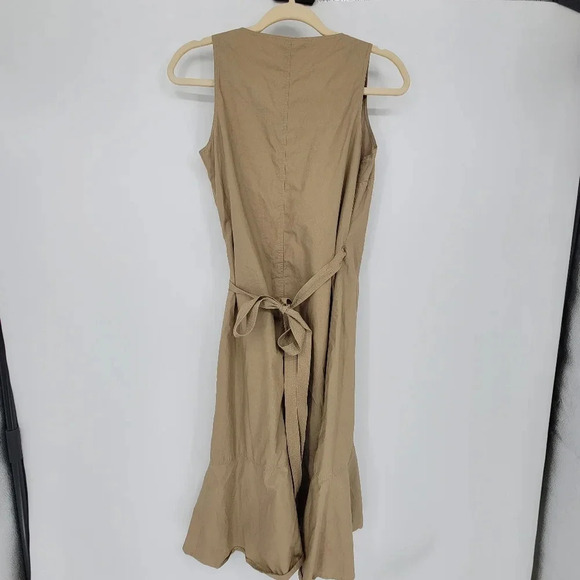 Aritzia Babaton True wrap Dress cotton sleeveless ruffle khaki tan Size XSmall - Picture 2 of 4